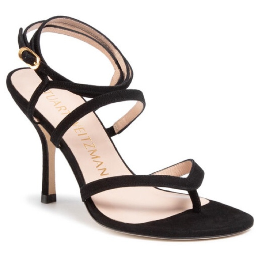 Stuart Weitzman Julina 95 Black Strappy High Heel Sandals Made in Spain Size 6